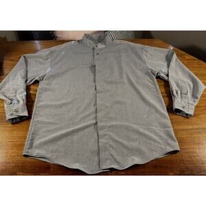 Vintage City Streets 90's Shirt Band Collar Gray Men's L Minimalist Retro Y2K